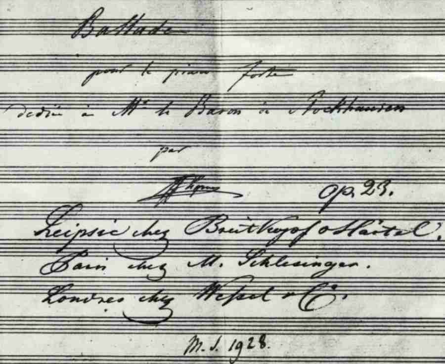 Chopin Ballade N. 1 Op. 23 Autograph Manuscript - Front Page