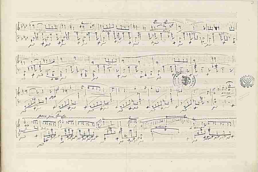 Chopin Nocturne Op. 62 N. 1 Autograph Manuscript Pag. 3